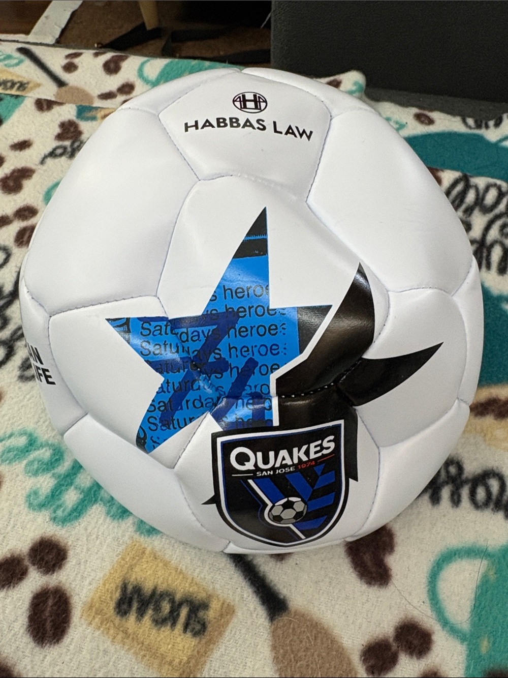 Habbas Law San Jose EarthQuakes Soccer Ball in White & Blue